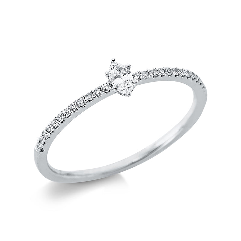 Ring 18 kt WG, 1 Nav. 0,08 ct, TW-vsi, 24 Dia. 0,08 ct, W-si
