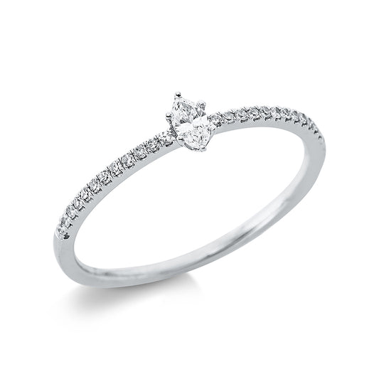 Ring 18 kt WG, 1 Nav. 0,08 ct, TW-vsi, 24 Dia. 0,08 ct, W-si