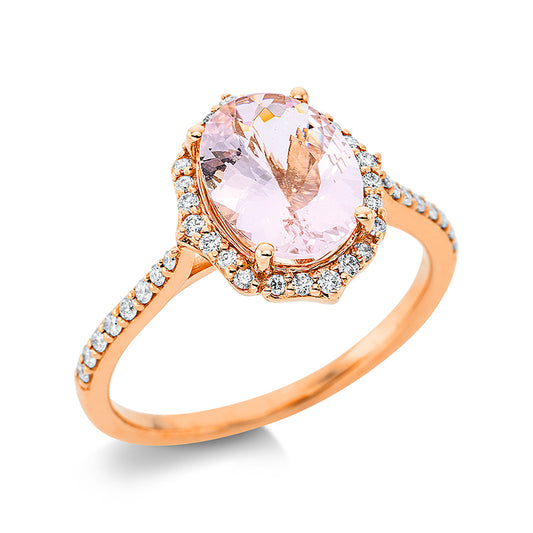 Ring 18 kt RG, 40 Brill. 0,19 ct, TW-si, 1 Morganit 1,47 ct pink