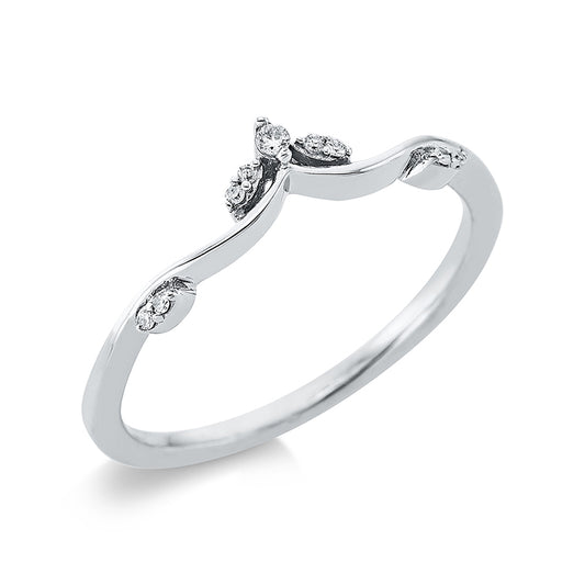 Ring 18 kt WG, 1 Brill. 0,01 ct, TW-pi, 8 Dia. 0,03 ct, W-si