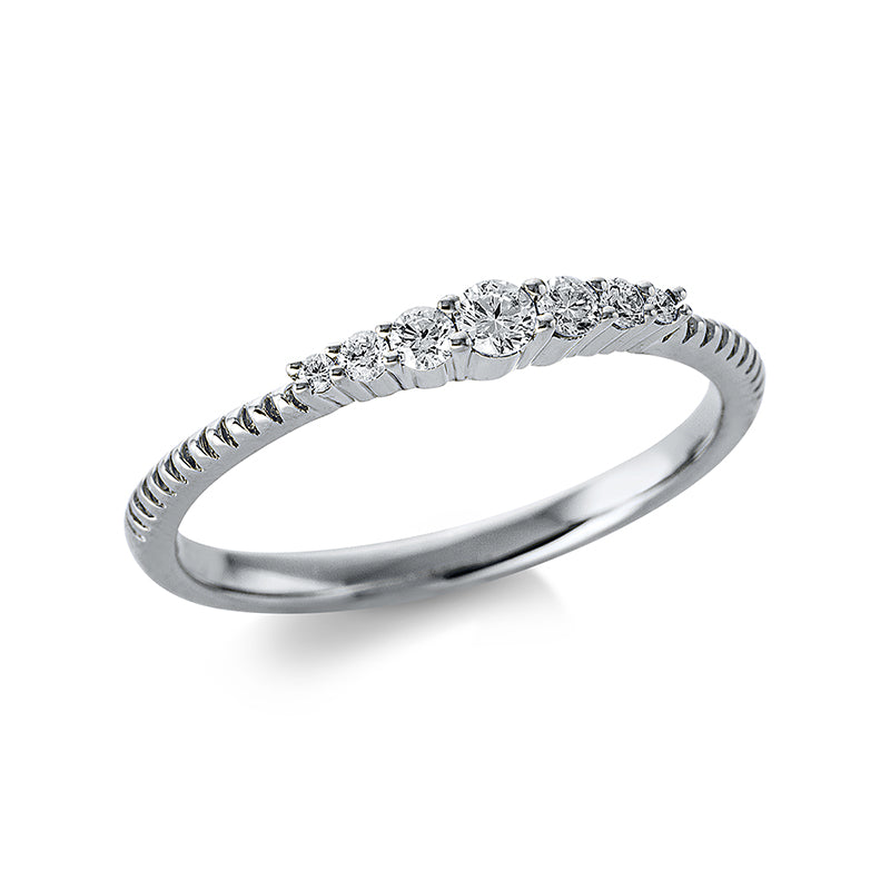 Ring 18 kt WG, 2 Brill. 0,03 ct, TW-si, 2 Brill. 0,05 ct, TW-si, 1 Brill. 0,07 ct, TW-si, 2 Brill. 0,02 ct, TW-si