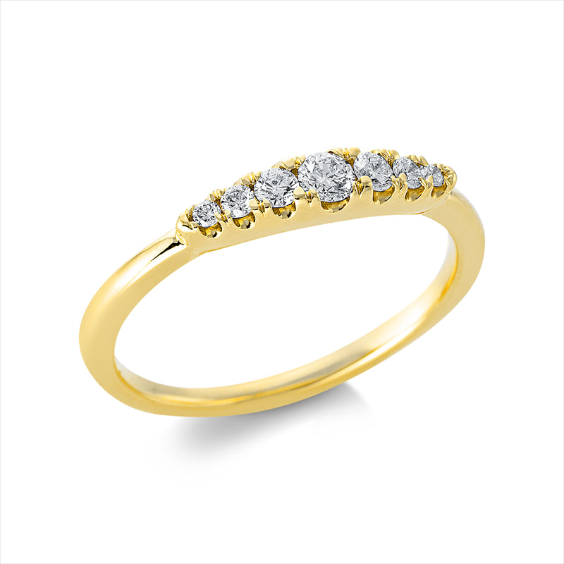 Ring 18 kt GG, 2 Brill. 0,02 ct, TW-si, 2 Brill. 0,05 ct, TW-si, 1 Brill. 0,04 ct, TW-si, 2 Brill. 0,01 ct, TW-si