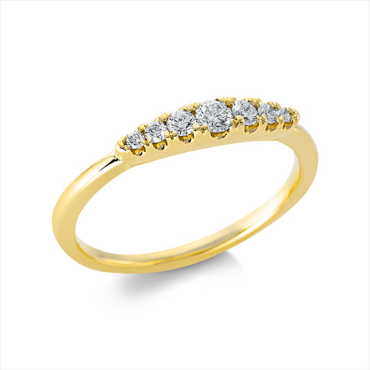 Ring 18 kt GG, 2 Brill. 0,02 ct, TW-si, 2 Brill. 0,05 ct, TW-si, 1 Brill. 0,04 ct, TW-si, 2 Brill. 0,01 ct, TW-si