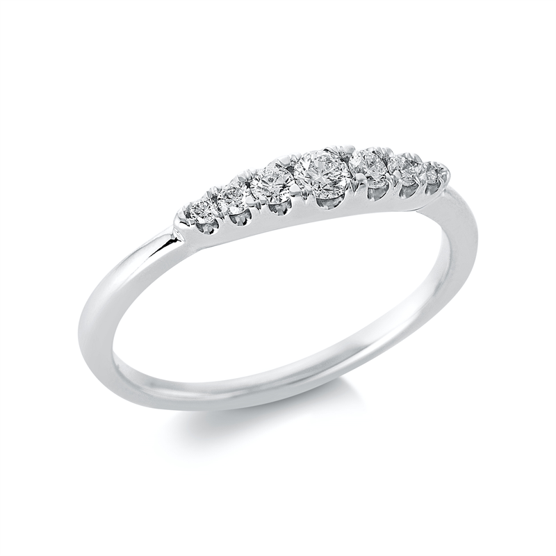Ring 18 kt WG, 2 Brill. 0,02 ct, TW-si, 2 Brill. 0,04 ct, TW-si, 1 Brill. 0,04 ct, TW-si, 2 Brill. 0,01 ct, TW-si