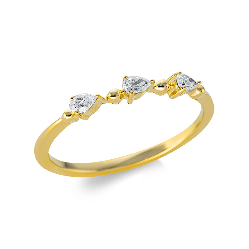 Ring 18 kt GG, 3 Tropfen 0,16 ct, TW-si