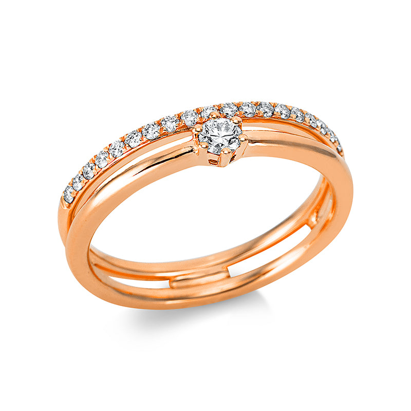 Ring 18 kt RG, 1 Brill. 0,08 ct, TW-si, 19 Brill. 0,15 ct, TW-si