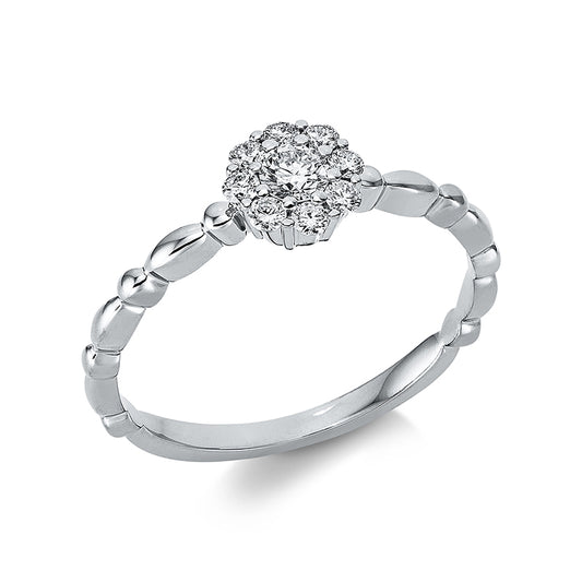 Ring 18 kt WG, 9 Brill. 0,25 ct, TW-si