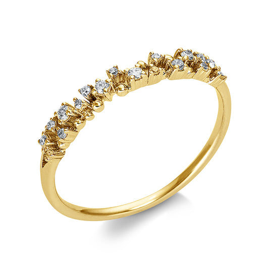 Ring 18 kt GG, 11 Brill. 0,05 ct, TW-si, 7 Brill. 0,08 ct, TW-si