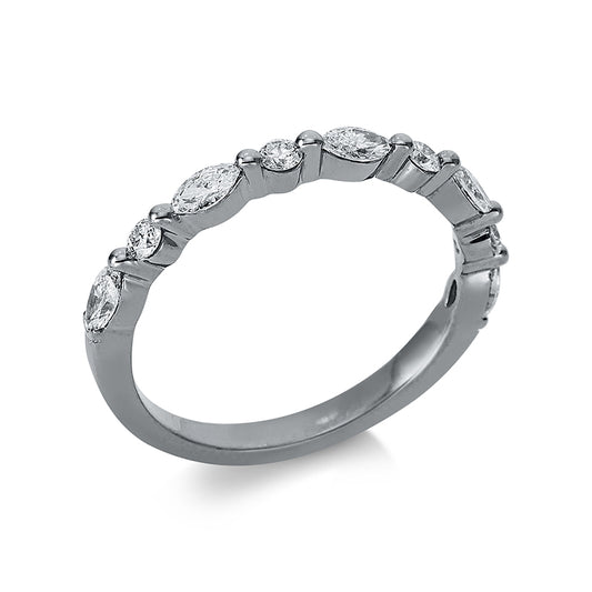 Ring 18 kt WG, 5 Nav. 0,28 ct, TW-si, 4 Brill. 0,13 ct, TW-si