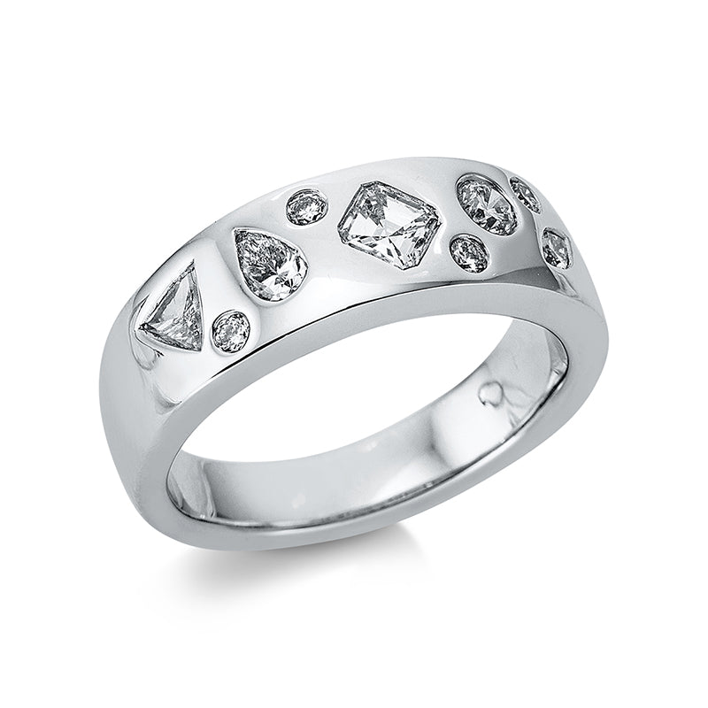 Ring 18 kt WG, 4 Fant-Schl. 0,68 ct, TW-vsi, 5 Brill. 0,23 ct, TW-vsi