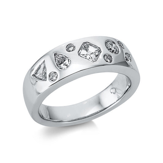Ring 18 kt WG, 4 Fant-Schl. 0,68 ct, TW-vsi, 5 Brill. 0,23 ct, TW-vsi