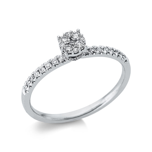 Ring 14 kt WG, 4 Brill. 0,10 ct, TW-si, 33 Brill. 0,15 ct, TW-si