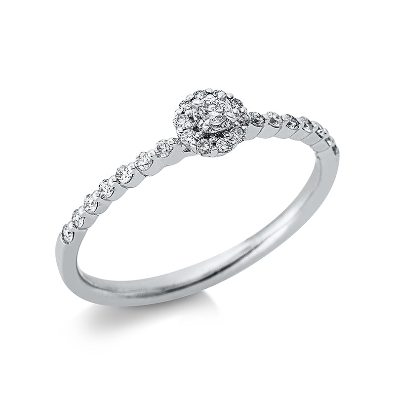 Ring 18 kt WG, 1 Brill. 0,03 ct, TW-pi, 24 Brill. 0,17 ct, TW-pi