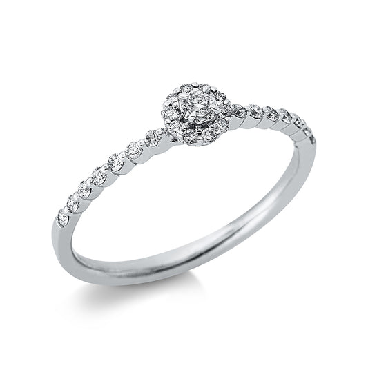 Ring 18 kt WG, 1 Brill. 0,03 ct, TW-pi, 24 Brill. 0,17 ct, TW-pi