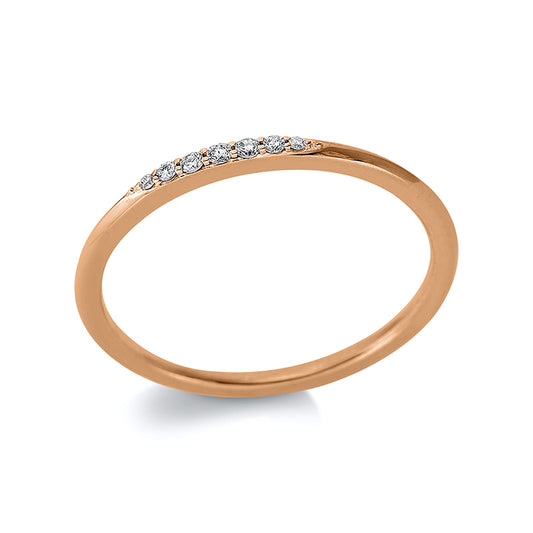 Ring 18 kt RG, Fassung rhodiniert, 7 Brill. 0,04 ct, TW-si