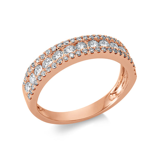 Ring 18 kt RG, 13 Brill. 0,50 ct, TW-si, 50 Brill. 0,26 ct, TW-si