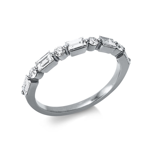 Ring 18 kt WG, 5 Bag. 0,50 ct, TW-si, 4 Brill. 0,14 ct, TW-si