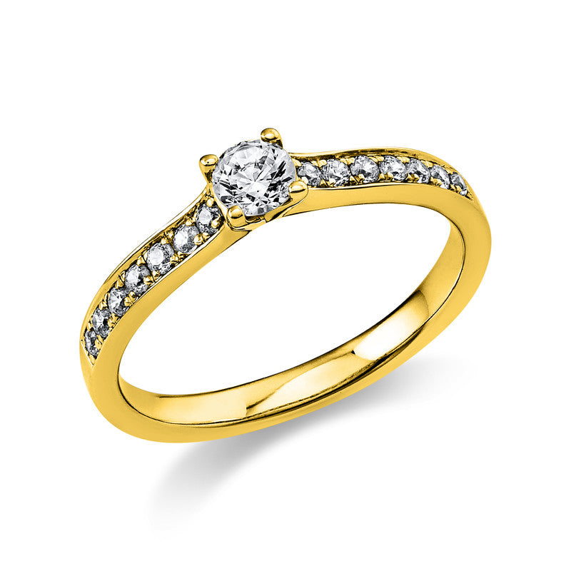 Ring 14 kt GG, 1 Brill. 0,20 ct, TW-si, 14 Brill. 0,17 ct, TW-si