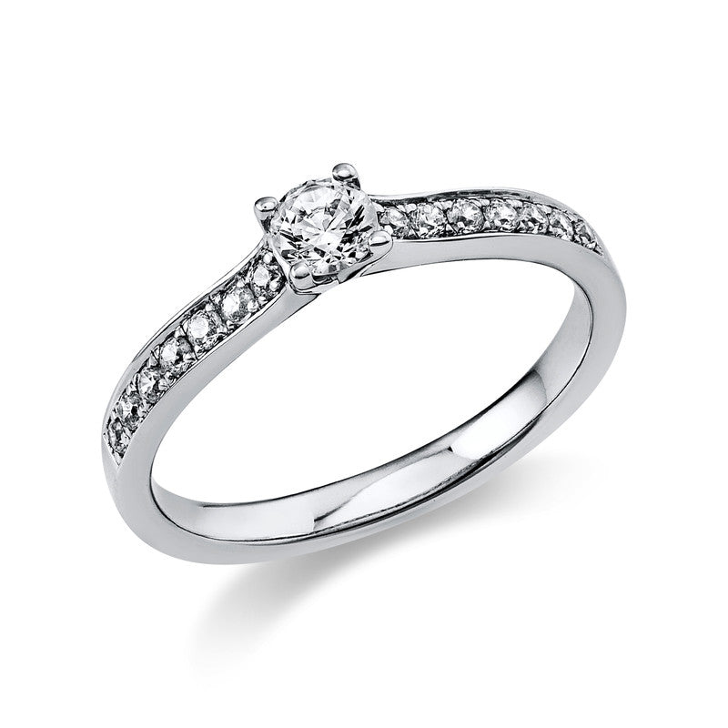 Ring 14 kt WG, 1 Brill. 0,20 ct, TW-si, 14 Brill. 0,17 ct, TW-si