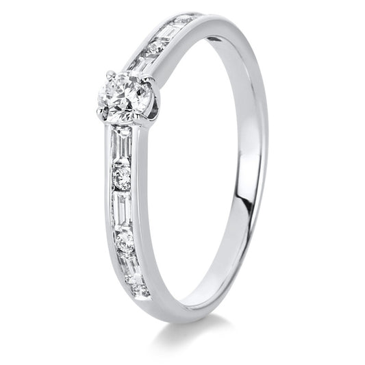 Ring 14 kt WG, 6 Bag. 0,06 ct, TW-si, 1 Brill. 0,20 ct, TW-si, 6 Bag. 0,22 ct, TW-si