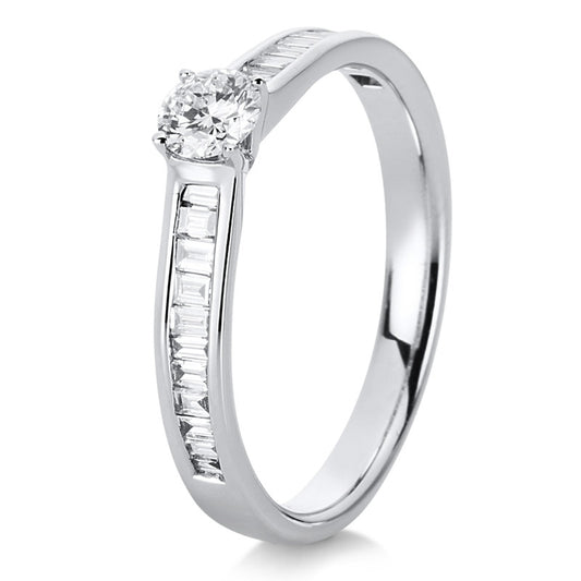 Ring 14 kt WG, 22 Bag. 0,25 ct, TW-si, 1 Brill. 0,24 ct, TW-si