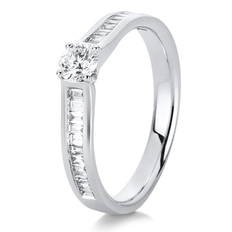 Ring 14 kt WG, GIA6385325740, 1 Brill. 0,32 ct, TW-si, 22 Bag. 0,29 ct, TW-si