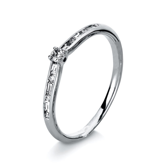 Ring 18 kt WG, 6 Brill. 0,03 ct, TW-si, 1 Brill. 0,05 ct, TW-si, 6 Bag. 0,12 ct, TW-si