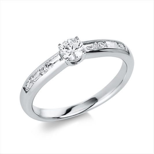 Ring 18 kt WG, 4 Brill. 0,06 ct, TW-si, 1 Brill. 0,26 ct, TW-si, 4 Brill. 0,22 ct, TW-si