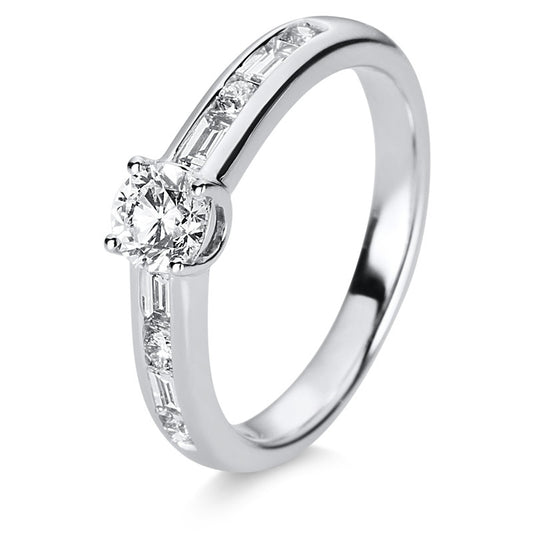 Ring 18 kt WG, GIA5211453614, 1 Brill. 0,40 ct, TW-si, 4 Bag. 0,30 ct, TW-si, 4 Brill. 0,10 ct, TW-si