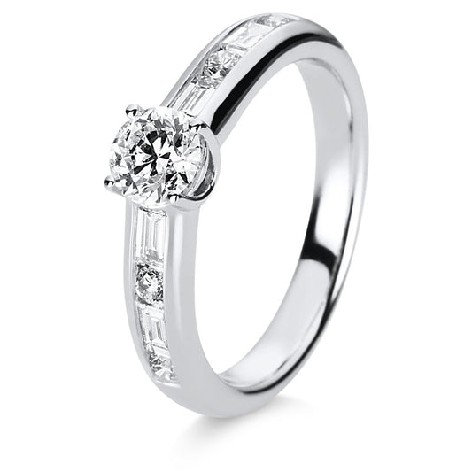 Ring 18 kt WG, GIA6213451571, 4 Bag. 0,31 ct, TW-si, 1 Brill. 0,50 ct, TW-si, 4 Brill. 0,15 ct, TW-si