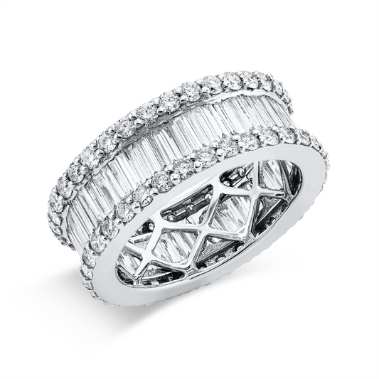 Ring 18 kt WG, 38 Bag. 2,69 ct, TW-si, 68 Brill. 2,02 ct, TW-si