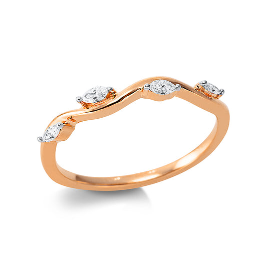 Ring 18 kt RG, 4 Nav. 0,12 ct, TW-si