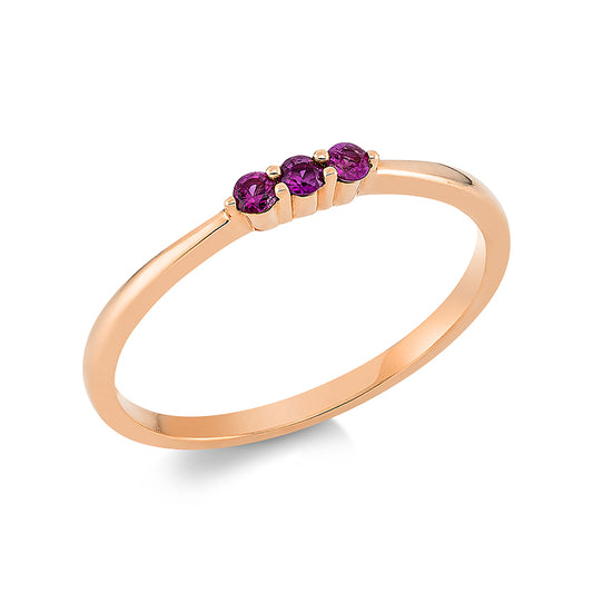 Ring 18 kt RG, 3 Rubine 0,11 ct rot