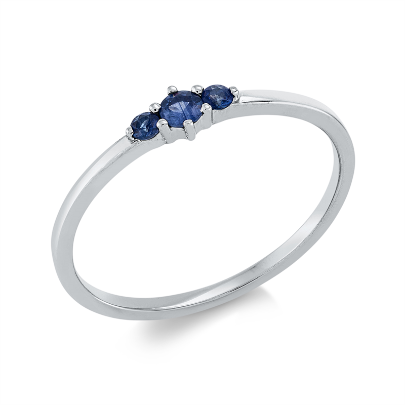 Ring 18 kt WG, 3 Saphire 0,14 ct blau