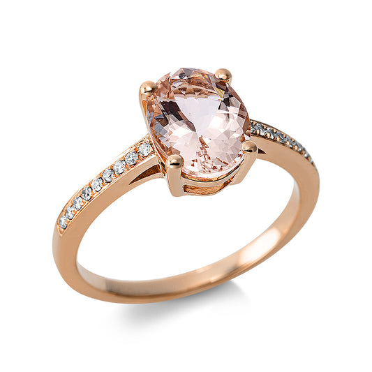 Ring 18 kt RG, 18 Brill. 0,08 ct, TW-si, 1 Morganit 1,69 ct pink