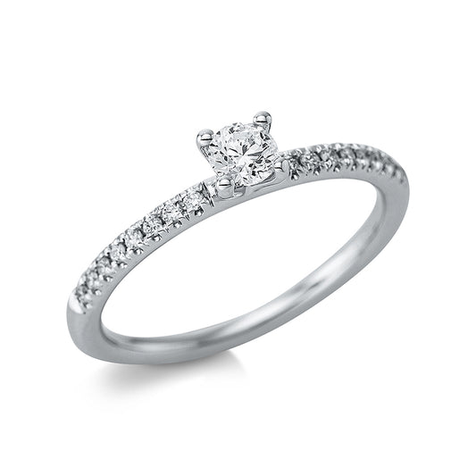 Ring 18 kt WG, 1 Brill. 0,21 ct, TW-si, 16 Brill. 0,10 ct, TW-si