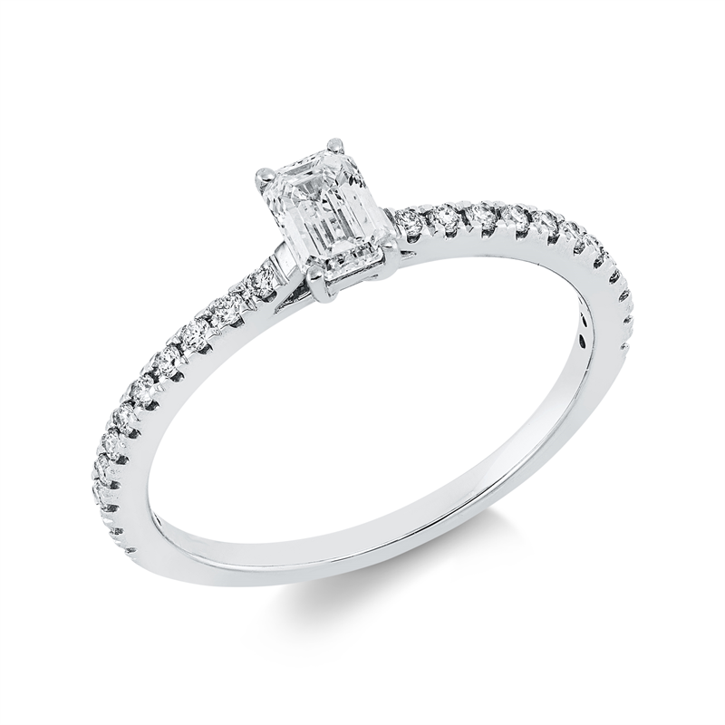 Ring 18 kt WG, 1 Sm.schliff 0,38 ct, TW-si, 22 Brill. 0,15 ct, TW-si