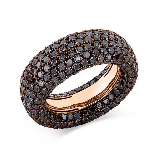 Ring 18 kt RG, Fassung schwarz rhodiniert, 386 Brill. 8,67 ct, schwarz