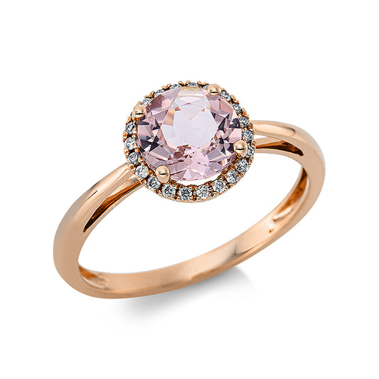Ring 18 kt RG, 22 Brill. 0,10 ct, TW-si, 1 Morganit 1,60 ct rosa