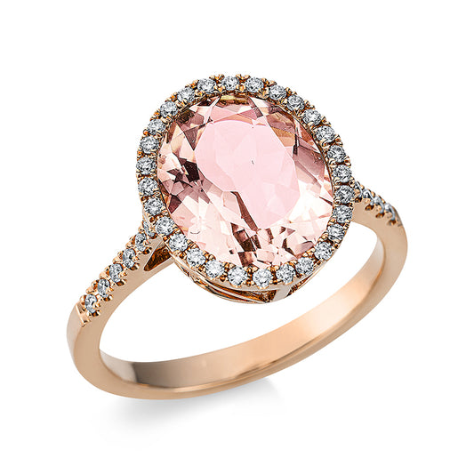 Ring 18 kt RG, 40 Brill. 0,23 ct, TW-si, 1 Morganit 3,80 ct pink