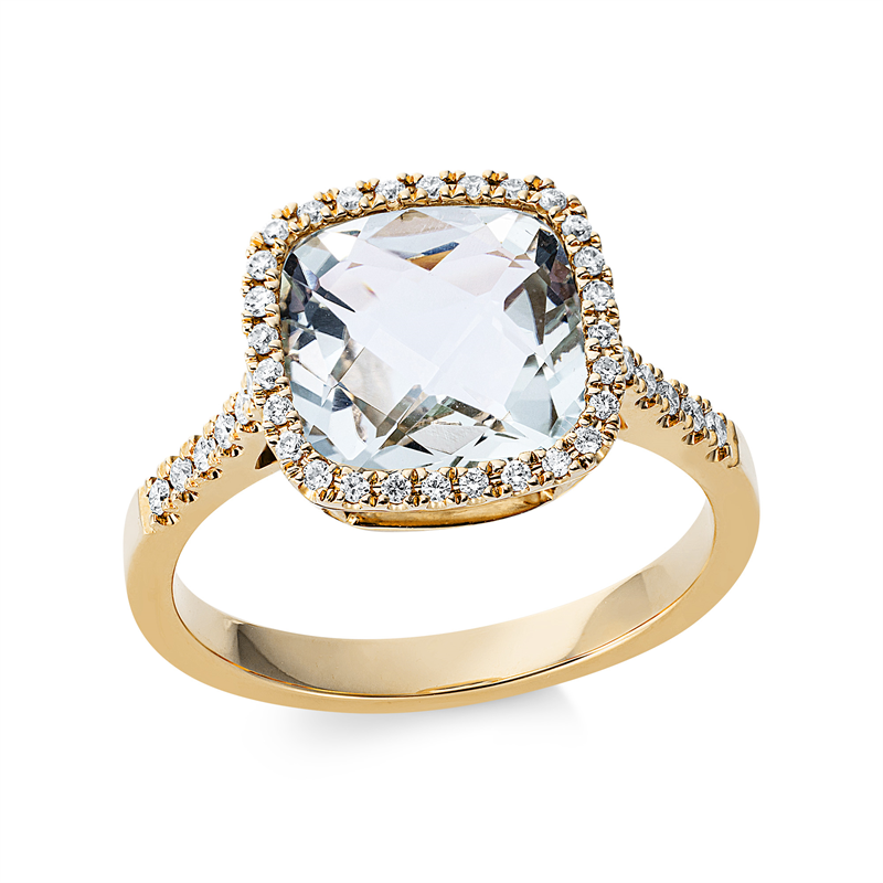 Ring 18 kt GG, 40 Brill. 0,21 ct, TW-si, 1 Amethyst 3,00 ct grün