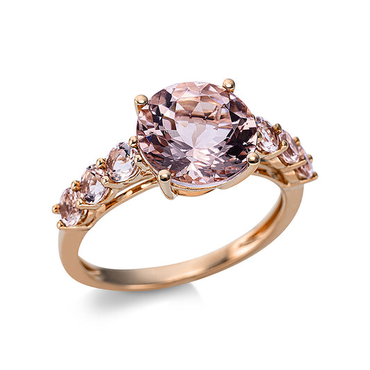 Ring 18 kt RG, 1 Morganit 2,50 ct pink, 6 Morganit 0,60 ct pink