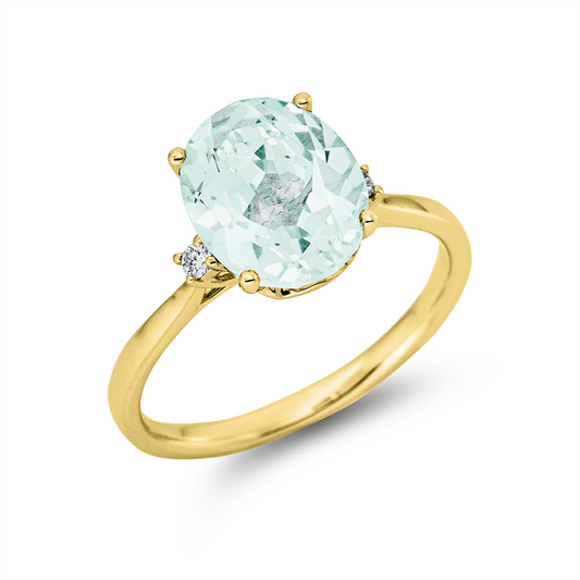 Ring 18 kt GG, 2 Brill. 0,04 ct, TW-si, 1 Amethyst 2,52 ct grün