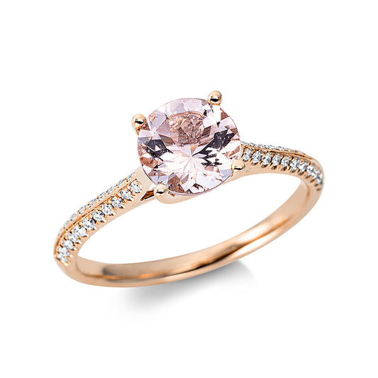 Ring 18 kt RG, 44 Brill. 0,14 ct, TW-si, 1 Morganit 1,11 ct pink