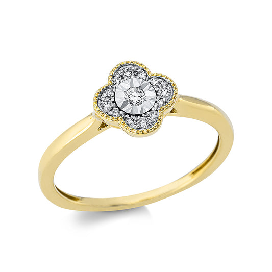 Ring 18 kt GG+WG, 4 Brill. 0,05 ct, TW-si, 1 Brill. 0,03 ct, TW-si, 8 Brill. 0,03 ct, TW-si