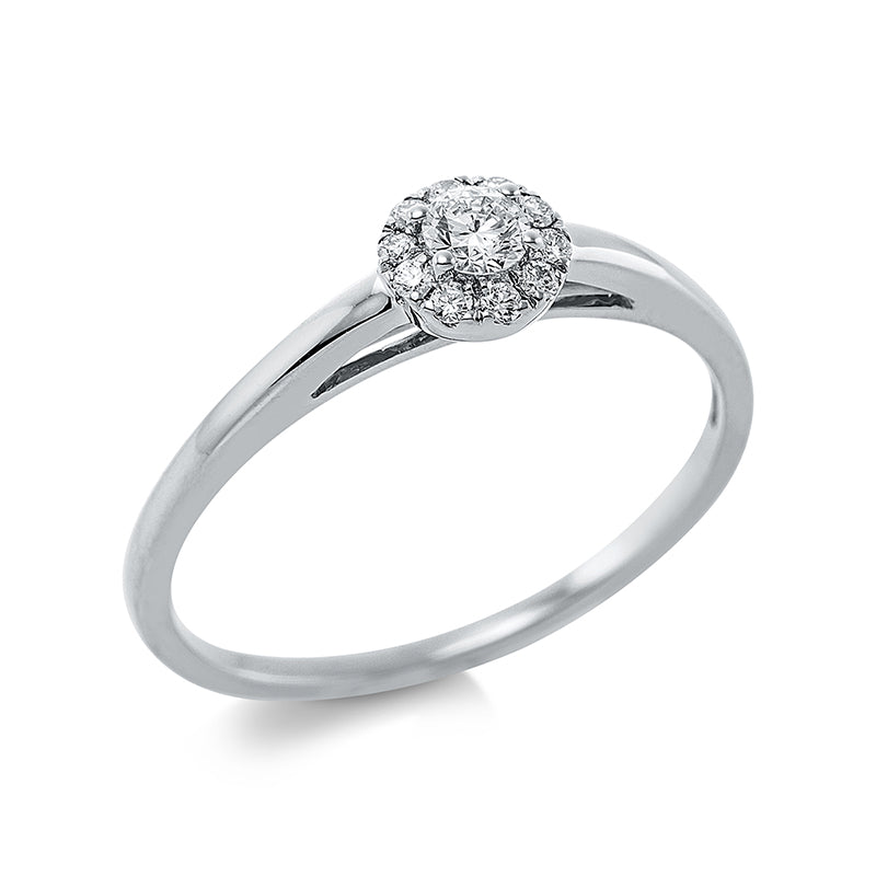 Ring 18 kt WG, 1 Brill. 0,11 ct, TW-si, 10 Brill. 0,07 ct, TW-si