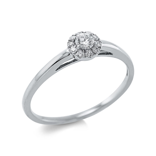 Ring 18 kt WG, 1 Brill. 0,11 ct, TW-si, 10 Brill. 0,07 ct, TW-si