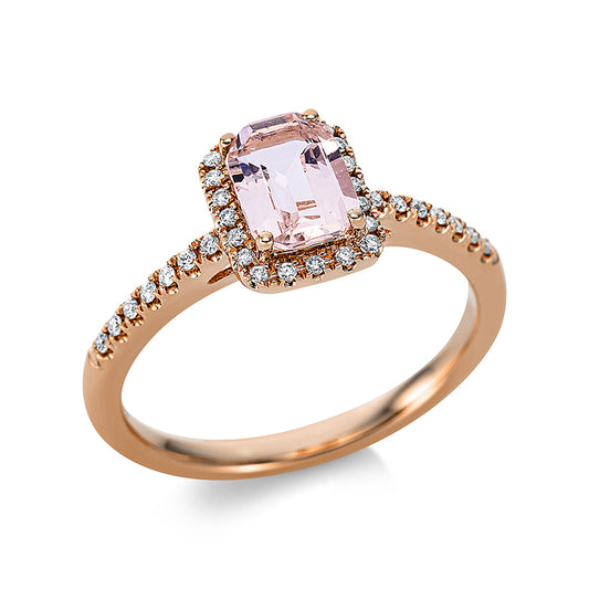 Ring 18 kt RG, 34 Brill. 0,11 ct, TW-si, 1 Morganit 0,87 ct pink