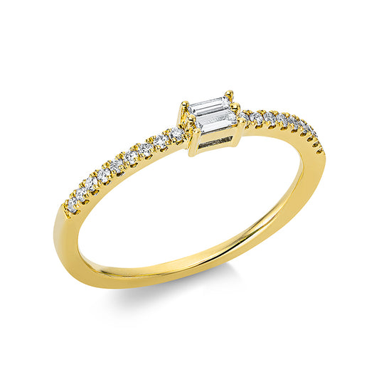 Ring 18 kt GG, 2 Bag. 0,05 ct, TW-si, 18 Brill. 0,12 ct, TW-si