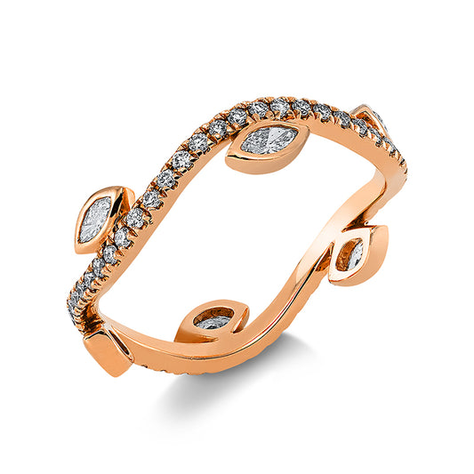 Ring 18 kt RG, 6 Nav. 0,25 ct, TW-vsi, 50 Brill. 0,30 ct, TW-si